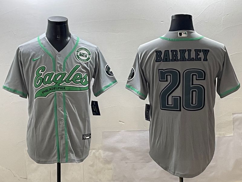 Men Philadelphia Eagles 26 Barkley Grey Jointly Name 2025 Nike Limited NFL Jersey style 6